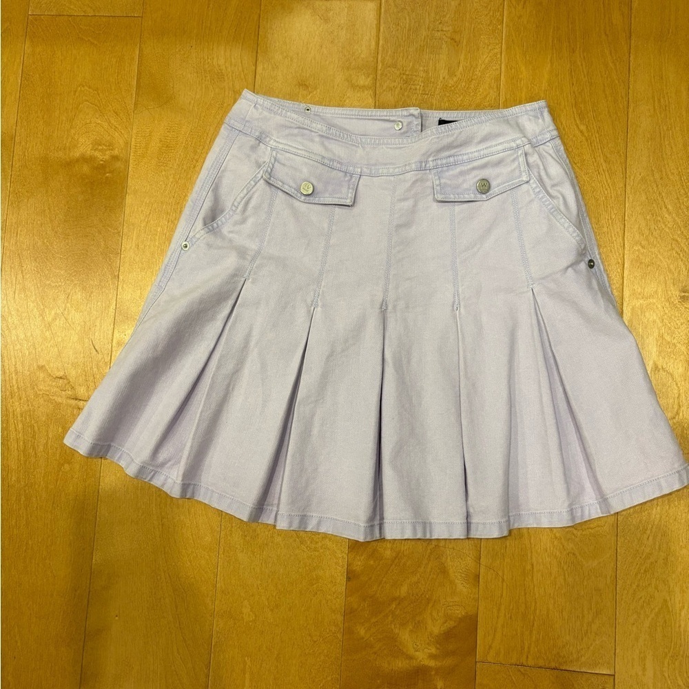 Weekend MaxMara mini pleated skirt lavender denim sz 2 Y2K